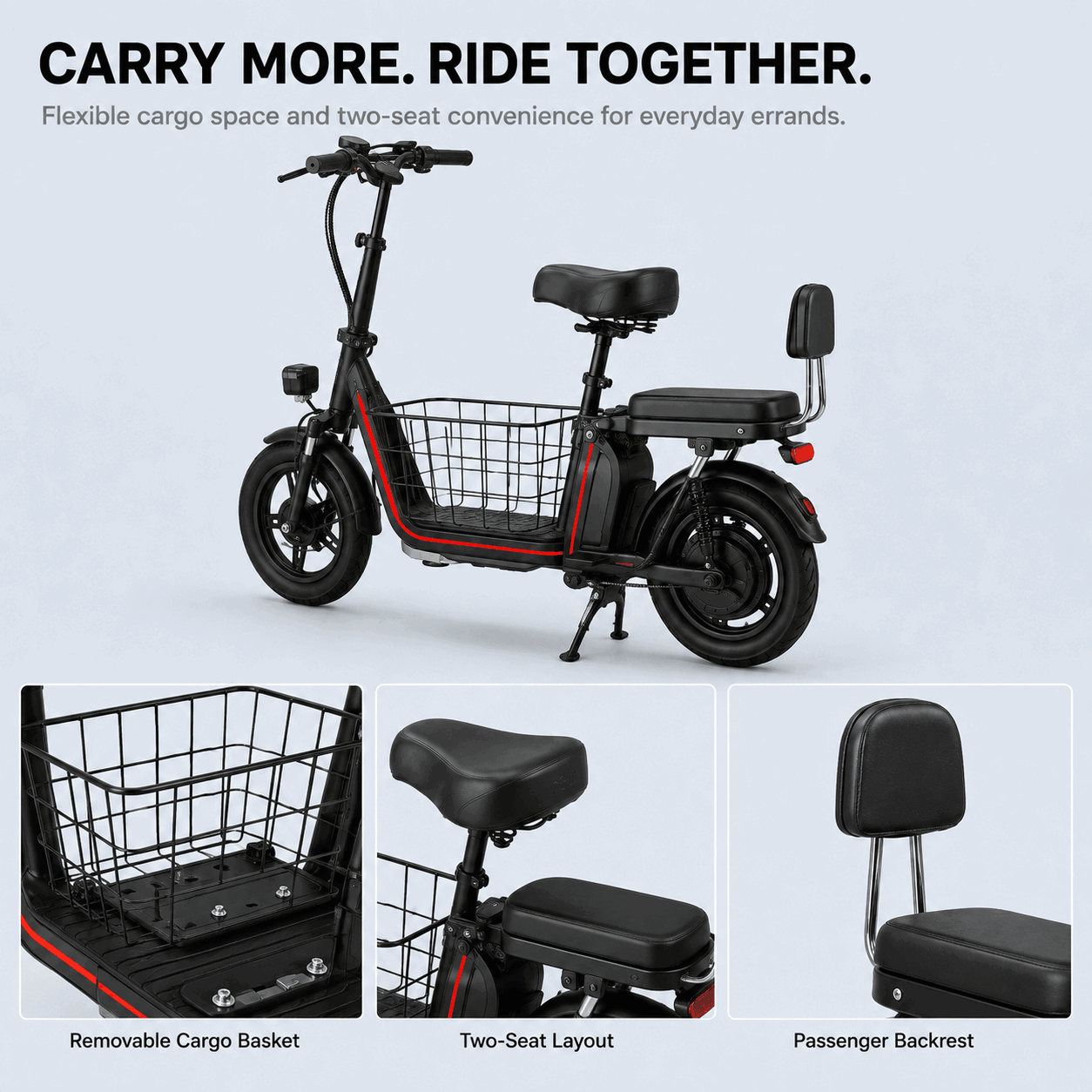 Electric Scooter with Removable Cargo Basket Electric Scooter with Removable Cargo Basket