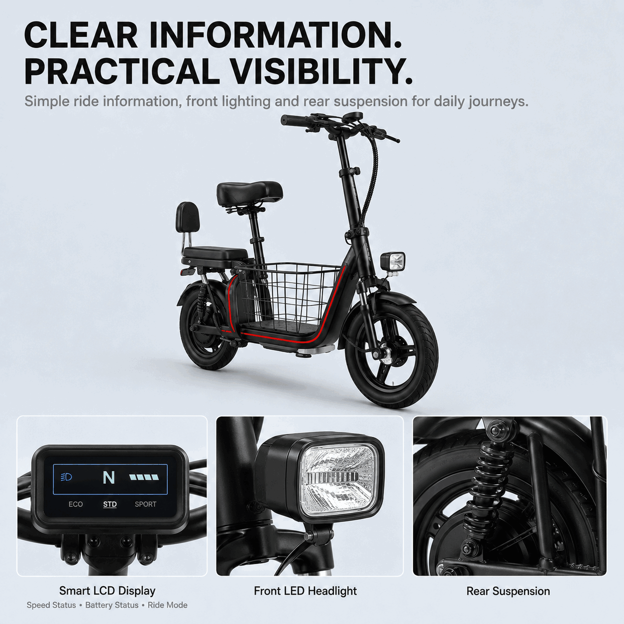 Electric Scooter with Removable Cargo Basket Electric Scooter with Removable Cargo Basket
