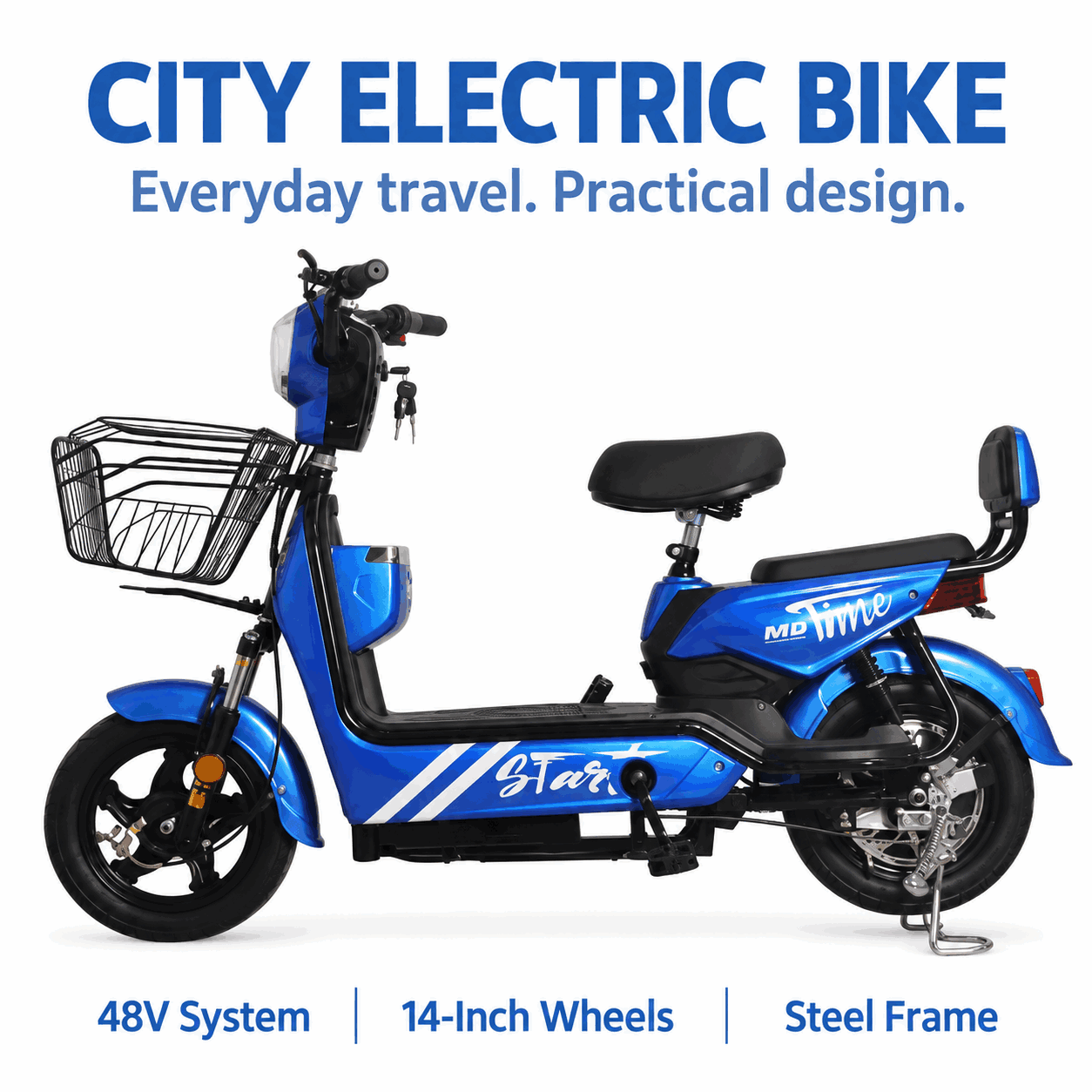 Electric City Bike with Front Basket, Dual Seats and 350W/500W Motor Options Electric City Bike with Front Basket, Dual Seats and 350W/500W Motor Options