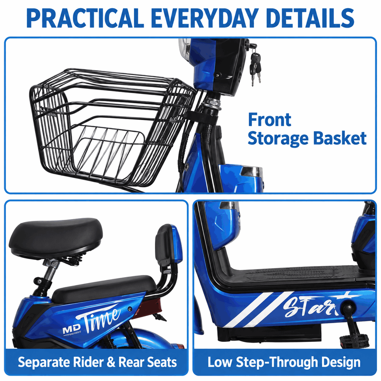 Electric City Bike with Front Basket, Dual Seats and 350W/500W Motor Options Electric City Bike with Front Basket, Dual Seats and 350W/500W Motor Options
