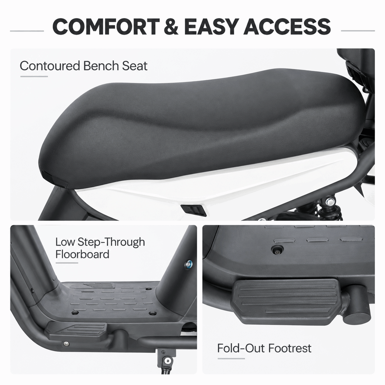 Electric City Scooter with Front Basket, Rear Storage Box and Step-Through Frame Electric City Scooter with Front Basket, Rear Storage Box and Step-Through Frame