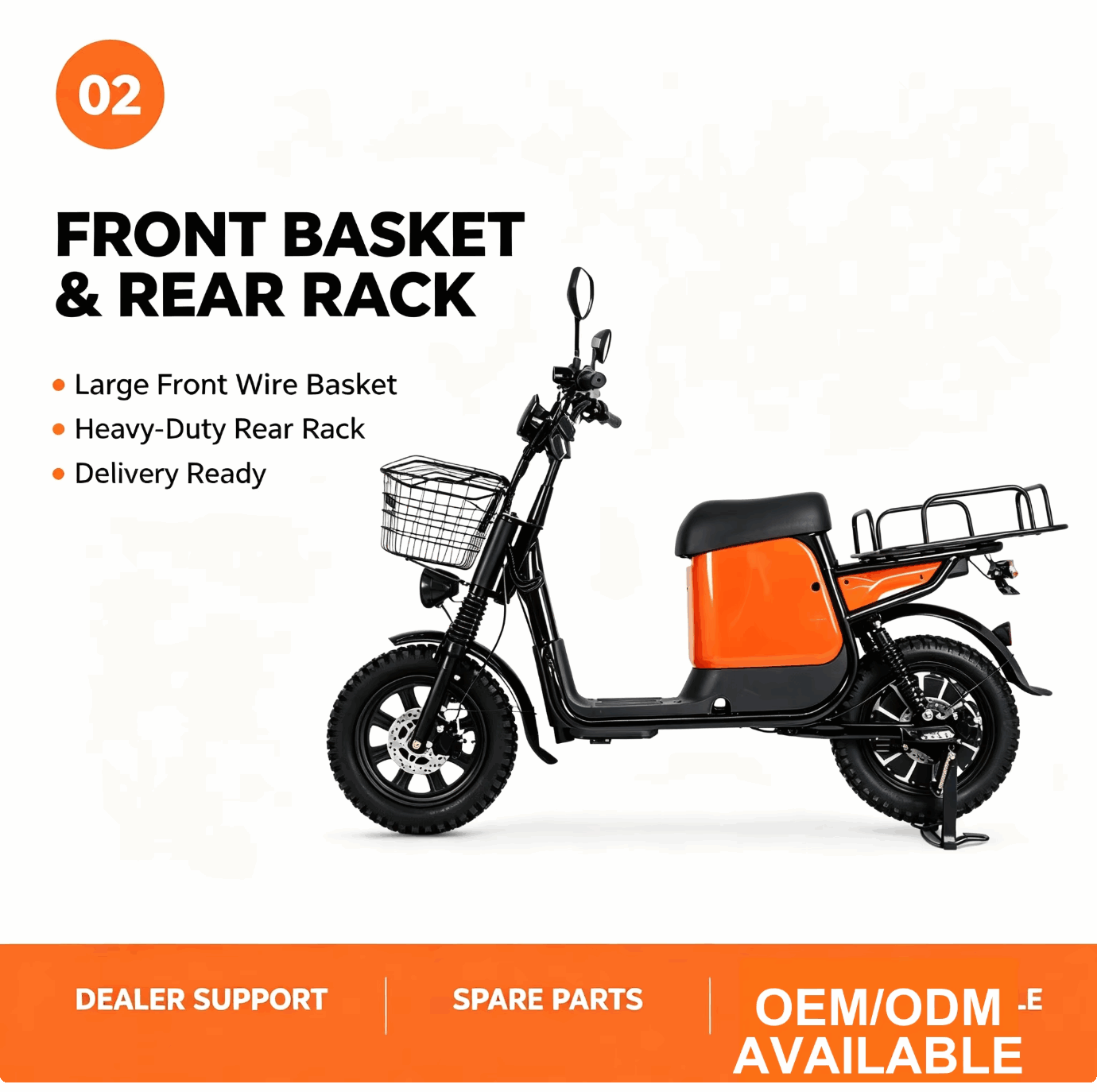 Electric Cargo Scooter with Front Basket, Rear Rack, Fat Tires & Under-Seat Storage Electric Cargo Scooter with Front Basket, Rear Rack, Fat Tires & Under-Seat Storage