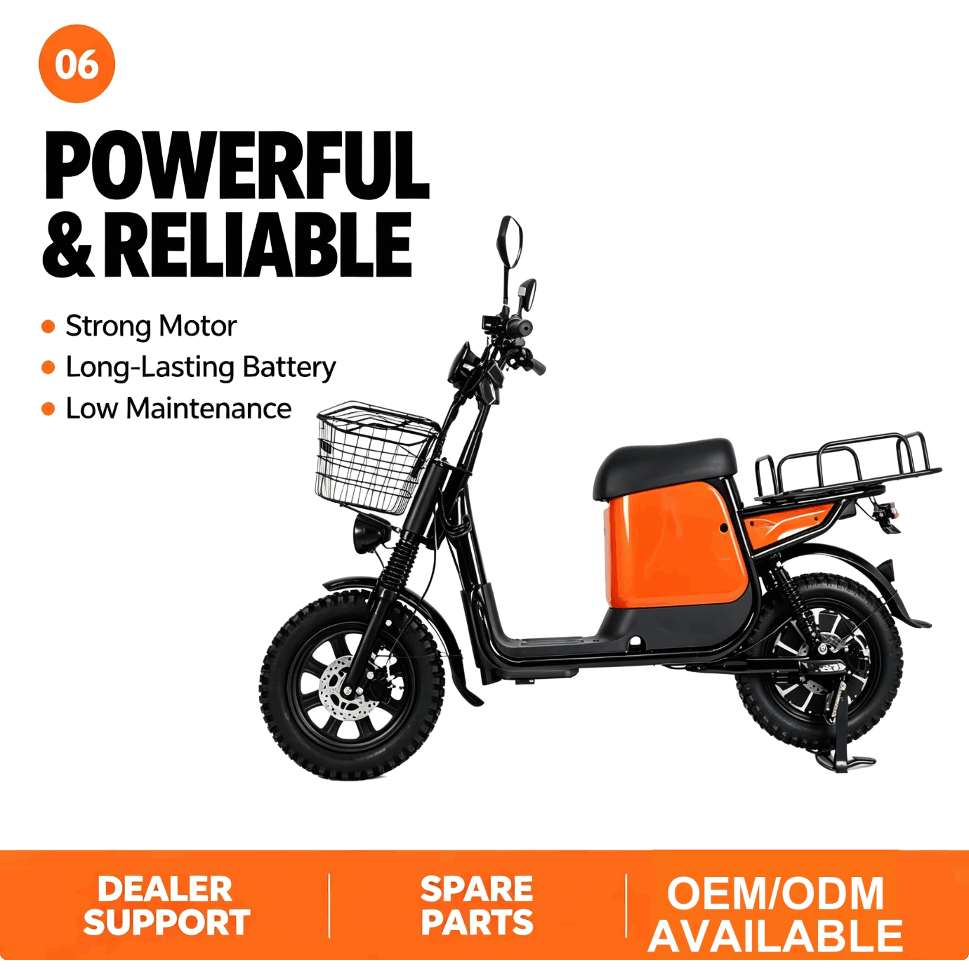 Electric Cargo Scooter with Front Basket, Rear Rack, Fat Tires & Under-Seat Storage Electric Cargo Scooter with Front Basket, Rear Rack, Fat Tires & Under-Seat Storage