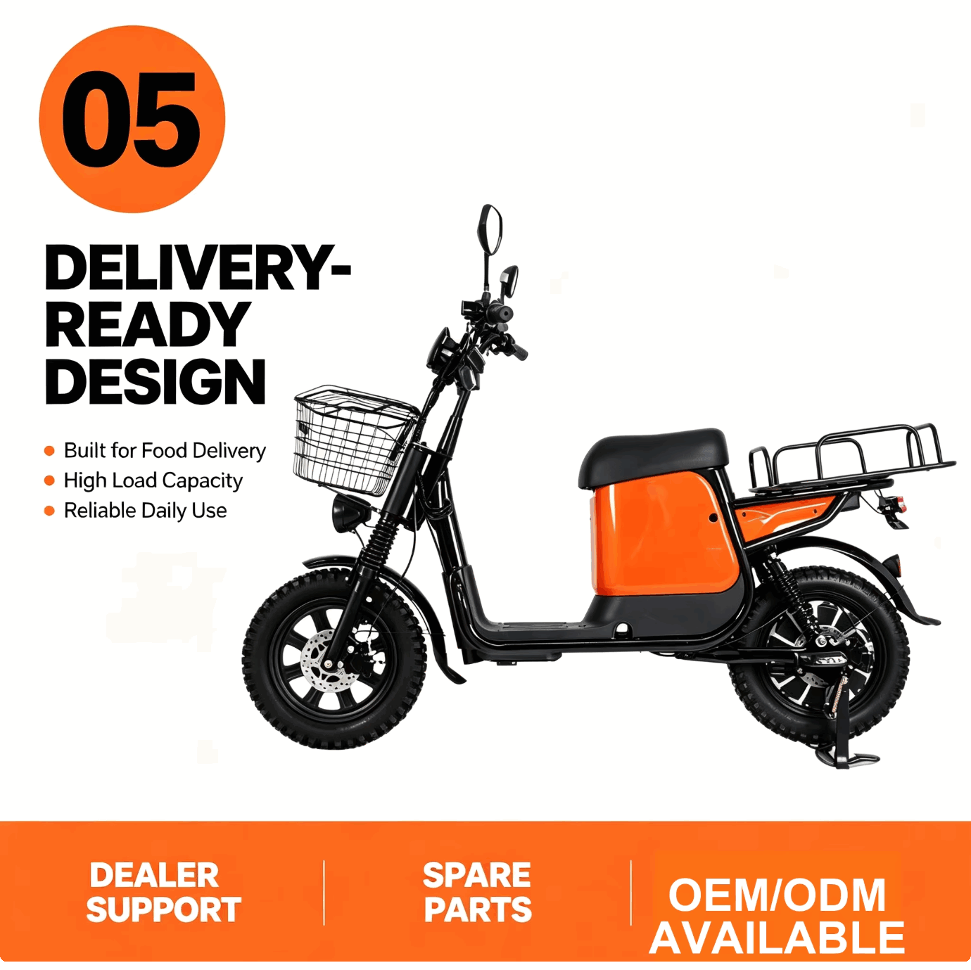 Electric Cargo Scooter with Front Basket, Rear Rack, Fat Tires & Under-Seat Storage Electric Cargo Scooter with Front Basket, Rear Rack, Fat Tires & Under-Seat Storage