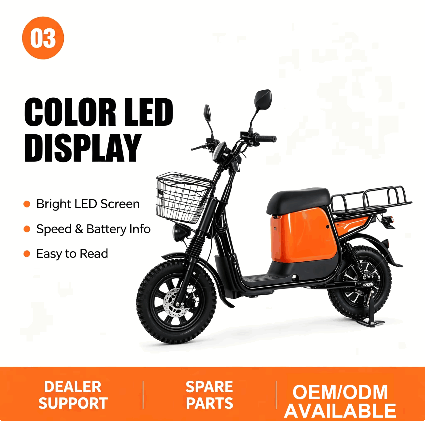 Electric Cargo Scooter with Front Basket, Rear Rack, Fat Tires & Under-Seat Storage Electric Cargo Scooter with Front Basket, Rear Rack, Fat Tires & Under-Seat Storage