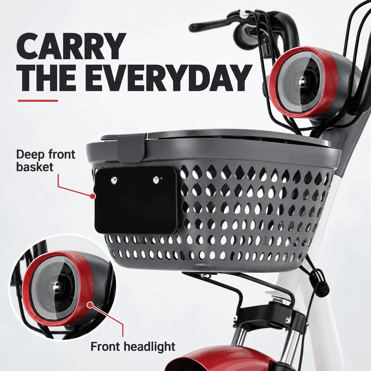 Electric City Bike with Front Basket, Rear Seat, Backrest & 14-Inch Wheels Electric City Bike with Front Basket, Rear Seat, Backrest & 14-Inch Wheels
