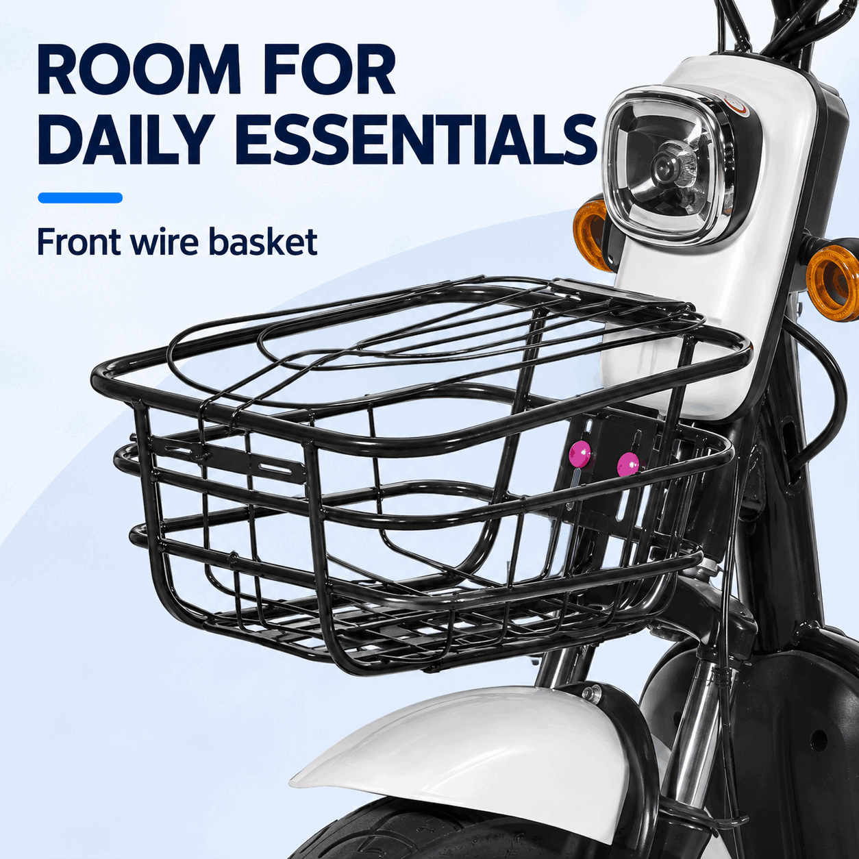 Electric City Bike with Front Basket, Rear Seat, LED Headlight & 14-Inch Wheels Electric City Bike with Front Basket, Rear Seat, LED Headlight & 14-Inch Wheels