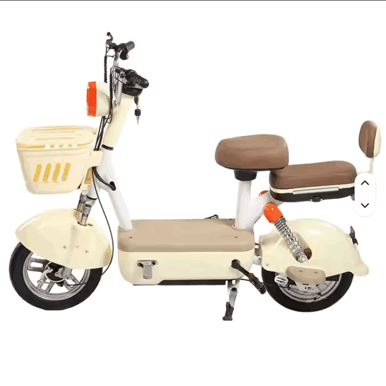 Bubbles Electric City Bike with Front Basket, Padded Seat & Rear Backrest